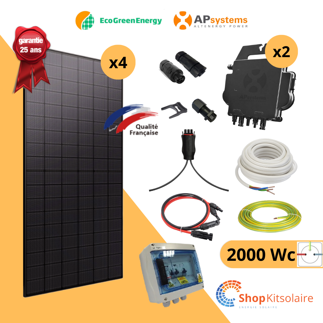 Kit solaire 2000Wc Full Black Eco Green Energy APSystems Monophasé