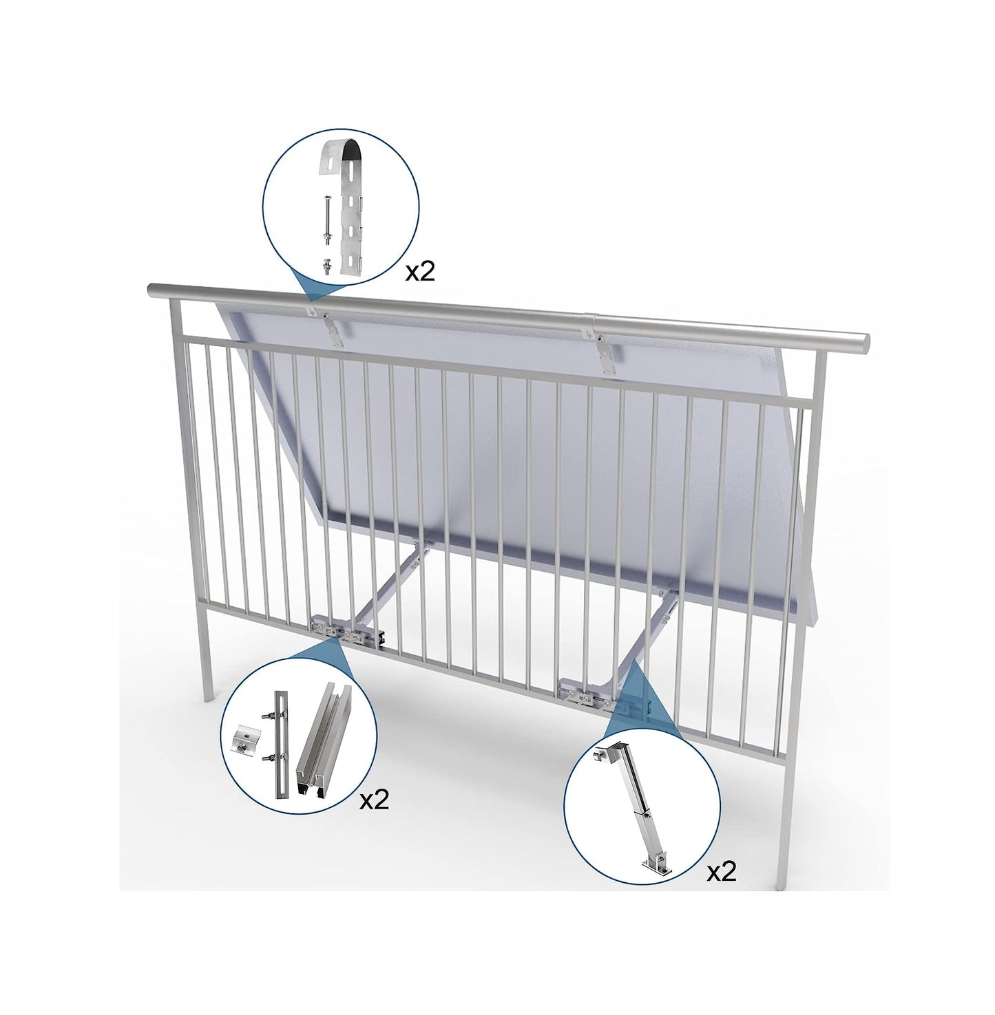 Support de fixation ARGENT pour kit solaire plug & play Balcon