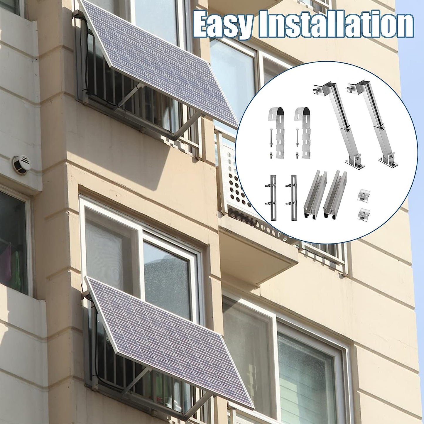 Support de fixation ARGENT pour kit solaire plug & play Balcon