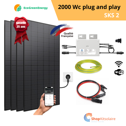 Kit solaire 2000Wc Plug and Play Full Black Bi-verre Eco Green Energy + MO EVT800 Wifi