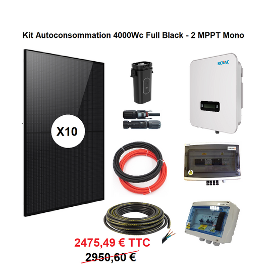 Kit solaire autoconsommation 4000Wc panneau solaire Full Black - Renac Power 2MPPT