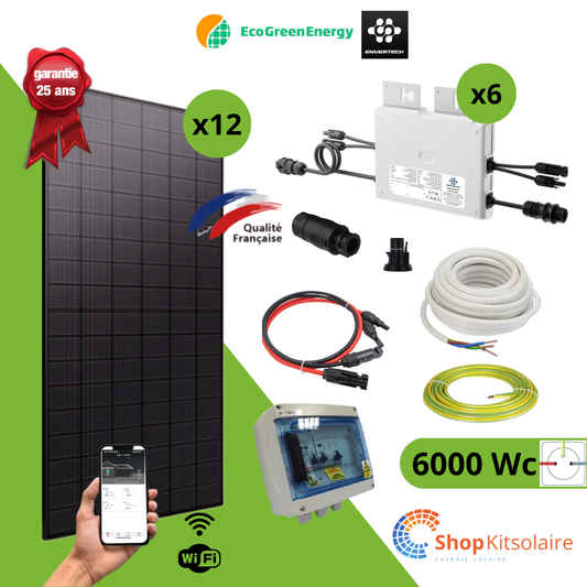 Kit solaire 6000Wc Plug and Play Full Black Bi-verre Eco Green Energy + MO EVT1000 Wifi (Copie)