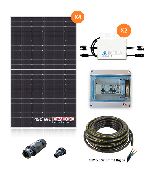Kit solaire autoconsommation 1800Wc (4x450) silver avec micro-onduleurs Envertech EVT720