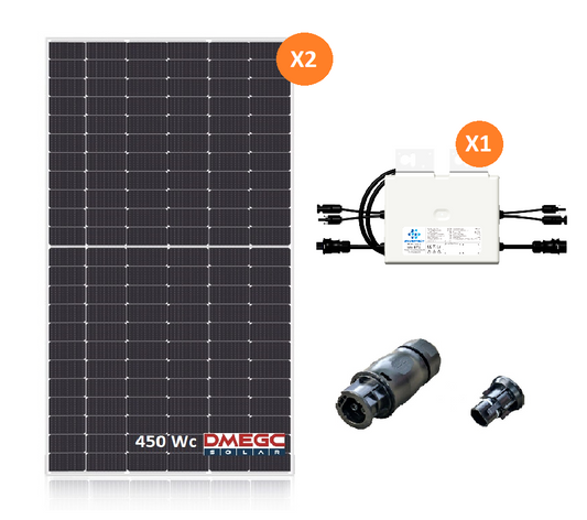Kit solaire autoconsommation 900Wc (2x450) silver avec 1 micro-onduleur Envertech EVT720
